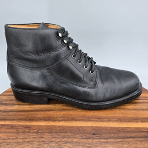 Cole Haan Boots Men's 9.5 M Black Leather Plain Toe Casual Dress Ankle Lace Up